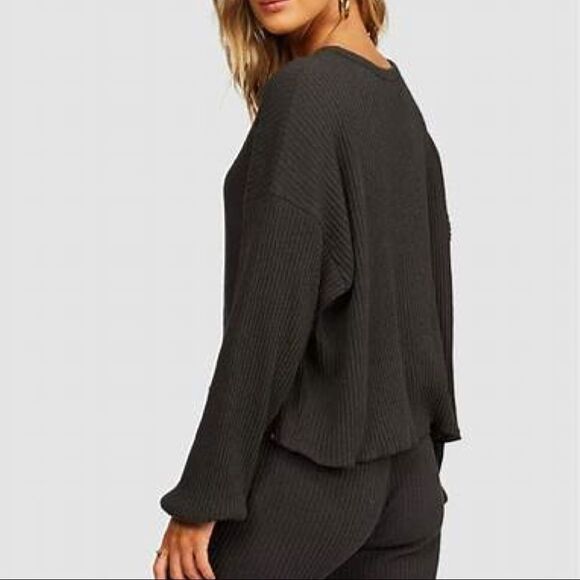 Billabong Come Through Waffle Knit Top In Black - Picture 2 of 3